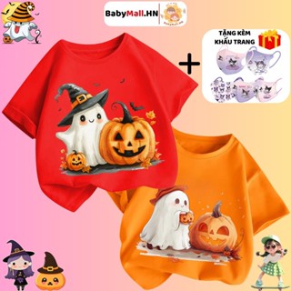 Áo Halloween bé trai bé gái BABYMALL, áo thun cộc tay chất cotton trang phục hoá trang cho bé