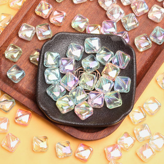 50 / 100 Chiếc Thời Trang Vuông Rời Hạt Vòng Cổ Làm Lỗ Hình Chữ Thập DIY Vòng Tay Trong Suốt Acrylic UV Dazzle Màu Chất Liệu Handmade Phụ Kiện Trang Sức