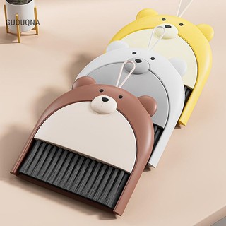 GUOUQNA 2 Cái / bộ Bộ Thùng Rác Nhỏ Hoạt Hình Gấu Hộ Gia Đình Để Bàn Xẻng Rác Để Vệ Sinh Gia Đình GUOUqna