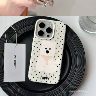 Ốp lưng điện thoại da họa tiết hoạt hình cún chấm bi, dùng cho iPhone 11, iPhone 12, iPhone 13, iPhone 14, iPhone 15 Pro Max, iPhone 7 Plus, iPhone 8 Plus, iPhone 11 Pro, iPhone 13 Pro, iPhone X, iPhone XR, iPhone
