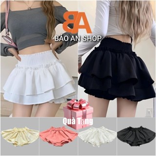Chân váy ngắn 2 tầng có quần bí bo đùi lưng thun viền bèo chất vải KT Free Size