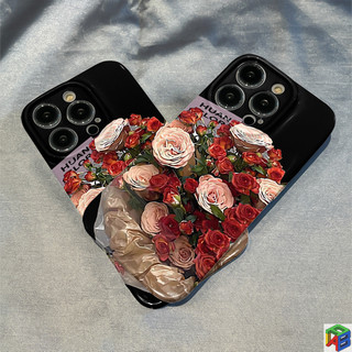 Một bó hoa hồng trên nền đen cho vỏ điện thoại iPhone16 / 17Promax / 15promax Phim iPhone11Promax 12 / 13Pro Max 14plus 7 / 8plus Xsmax ốp lưng cứng
