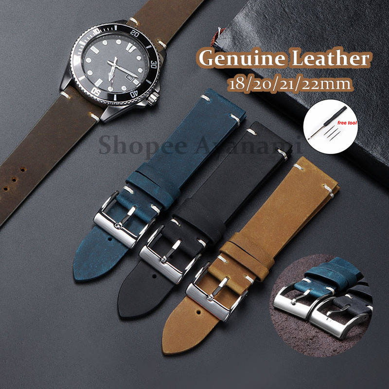 Retro Chính Hãng Da Đồng Hồ Dây Đeo Đa Năng Nam Nữ Vòng Tay Thay Thế Vintage Da Bò Kinh Doanh Đồng Hồ Cho Omega