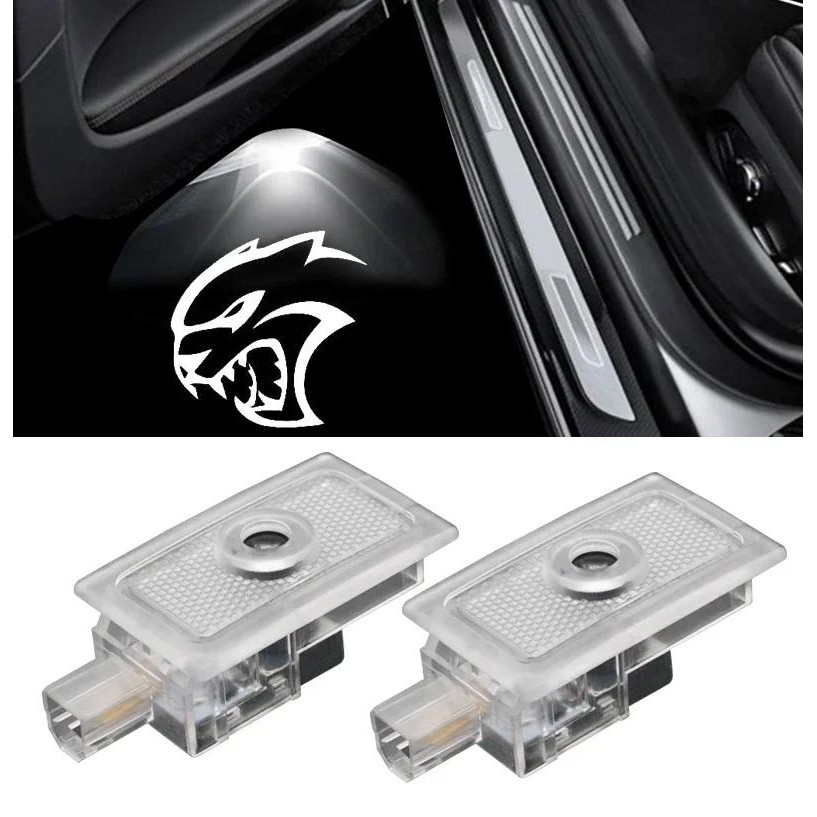 2 Chiếc Cửa Xe Hellcat Logo Đèn LED Kiểu Dáng Xe Cho Dodge Magnum Sạc Avenger Bóng Ma Huy Hiệu Máy C