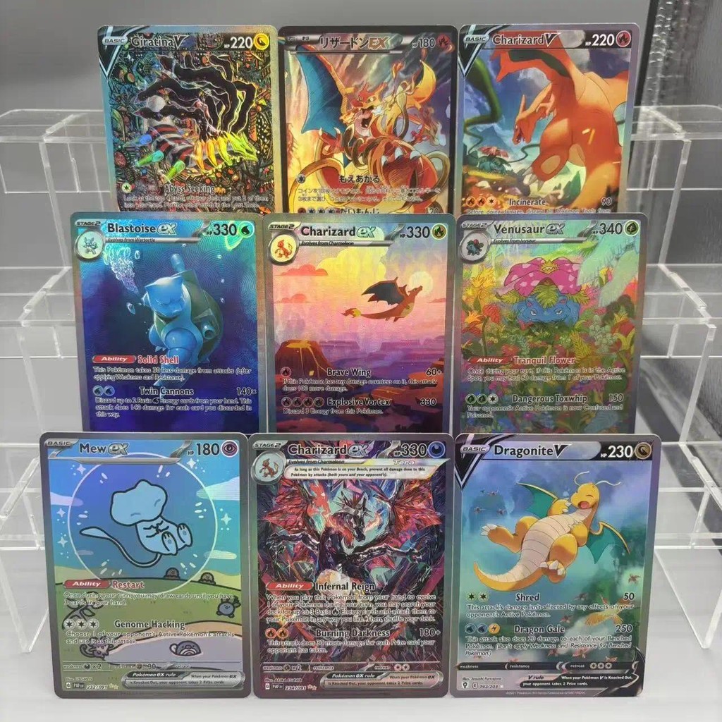 DIY PTCG Bộ Sưu Tập Thẻ Charizard Blastoir Venusaur ex Giratina Tự Làm Thẻ Đơn Trò Chơi Cổ Điển Thẻ Anime Quà Tặng Đồ Chơi