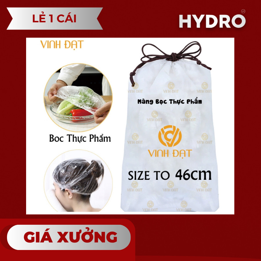 SET 100 CÁI Màng bọc thực phẩm size 37, 46cm co giãn siêu dai có chun kèm túi