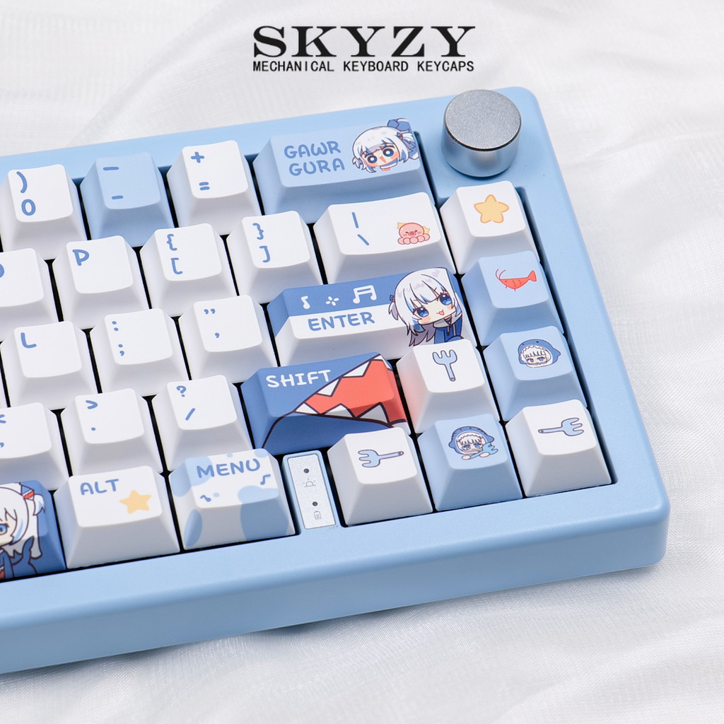 Gawr Gura Keycaps Cherry Profile Hololive Anime PBT Dye Sub Keycap Set XOA FOA MDA