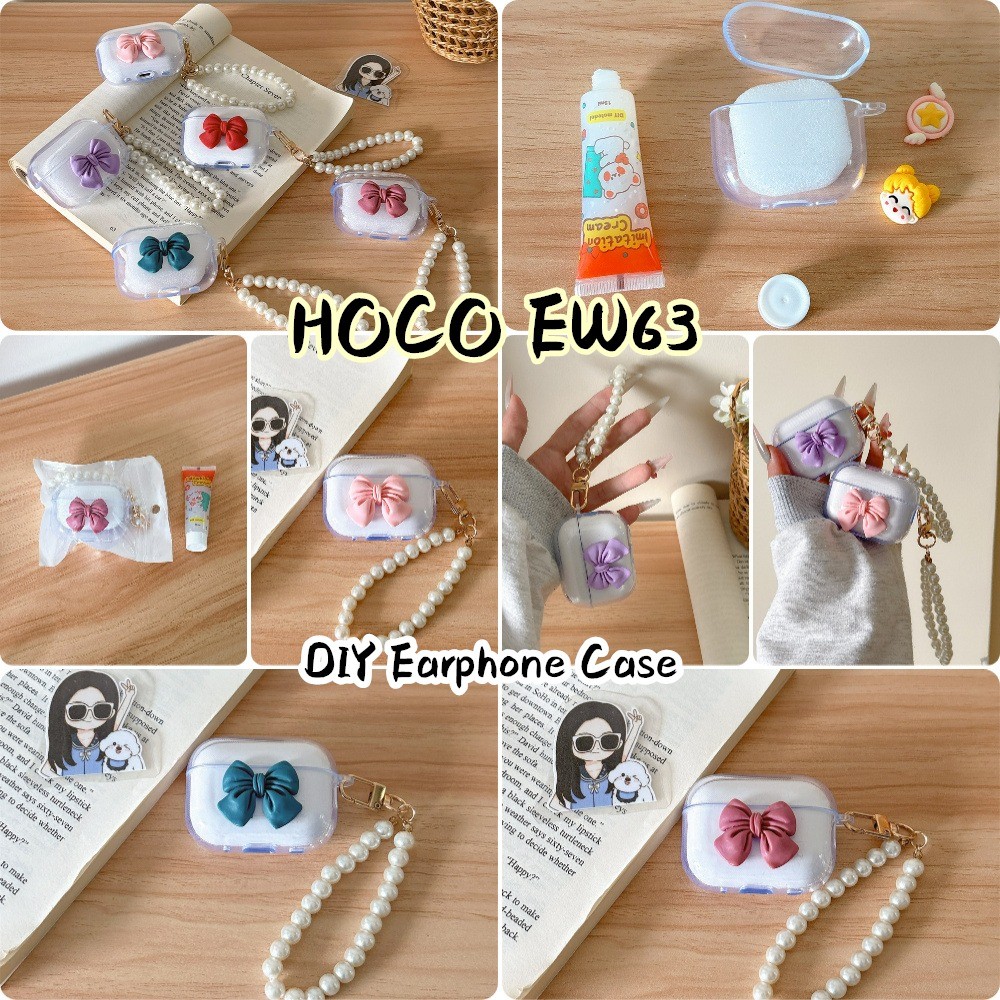 [Xu hướng phía trước] Dành cho Ốp lưng HOCO EW63 DIY Vỏ tai nghe silicon mềm hình nơ dễ thương Vỏ bọ