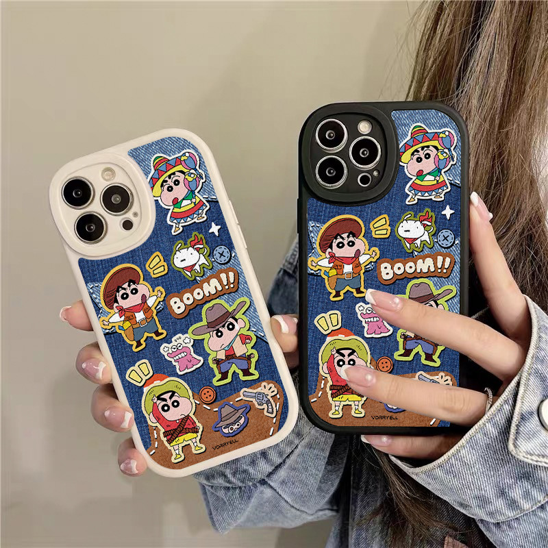 Ốp Lưng Cho Iphone 13 Shinchan Cowboy Họa Tiết Thời Trang Mịn Vỏ IPhone13 11 12 14 7 / 8PLUS 15 16Pr