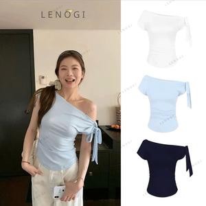   DEAL MỞ BÁN  Áo lệch vai cotton mịn mát LENOGI Áo kiểu trễ vai lệch vai nữ buộc day phù hợp đi tập đi chơi A18 