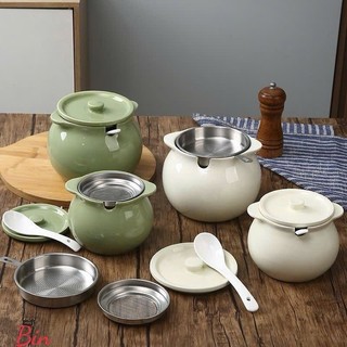 Hũ Sứ Đựng Mỡ, Hũ Đựng Gia Vị 1400ml – Chịu Nhiệt Cao, Kèm Thìa, Nắp Đậy Kín, Nhiều Màu Sang Trọng  CHOUSE LIFE