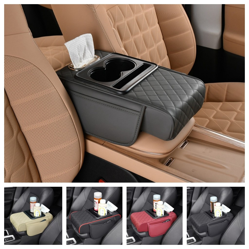 Tay vịn COD cho ô tô có giá đỡ kính 2,75 "cao, vỏ bảng điều khiển trung tâm 5 trong 1 kèm 2 túi đựng