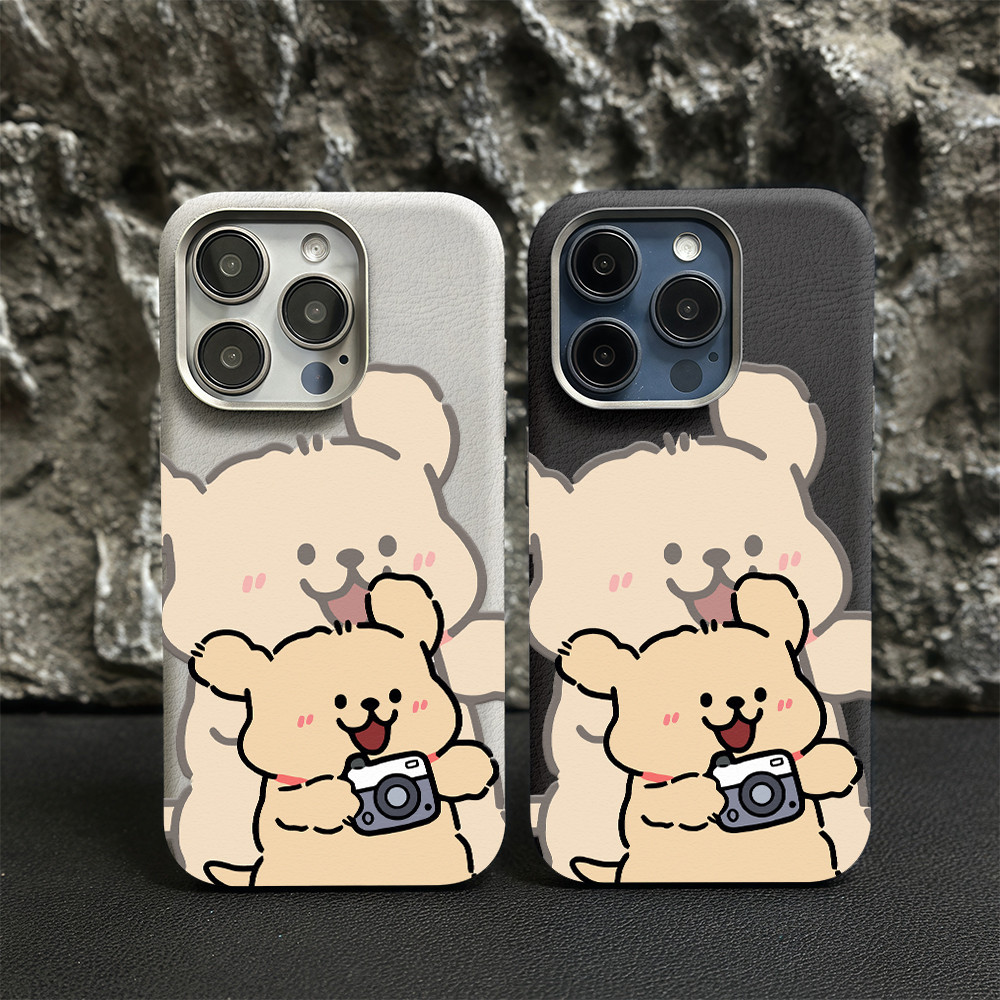 Cod Tại Thái Lan Ốp Lưng Cho Iphone 16 Puppy Camera Da Bề Mặt IPhone16 15 13 11Pro 8 7 6Plus Promax 