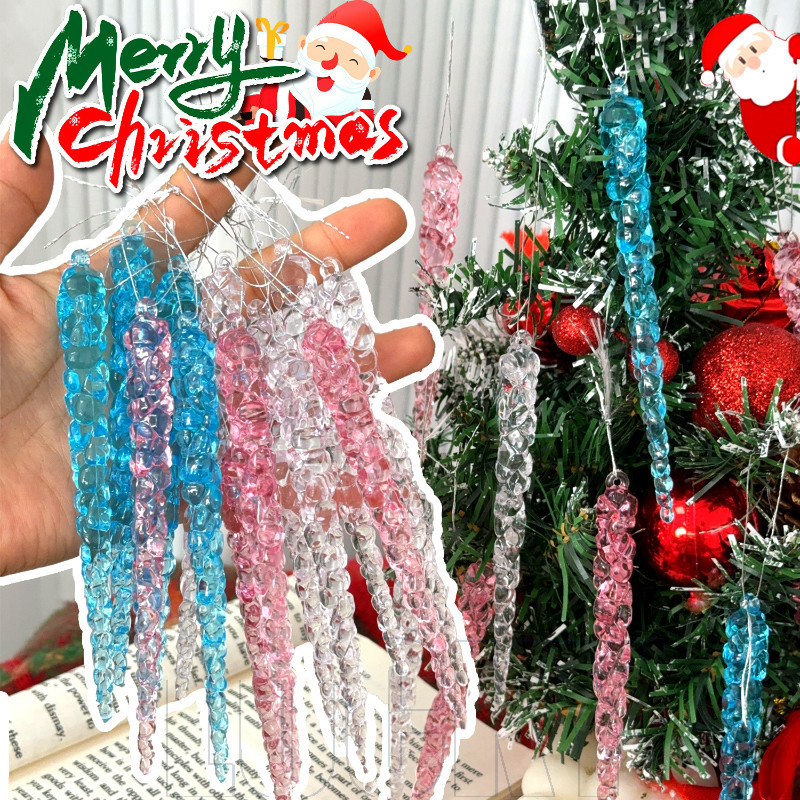 60 Chiếc Mặt Dây Chuyền Icicle Trong Suốt Giáng Sinh - Trang Trí Tiệc Năm Mới - Mô Phỏng Mặt Dây Chu