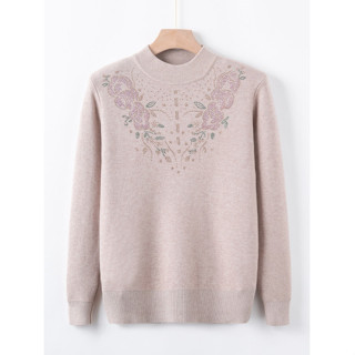  Áo Len Nữ Trung Niên Lót Lông Giữ Ấm – Hoa Đính Đá Sang Trọng Dáng Suông Thanh Lịch   276  