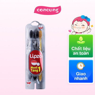 Bộ 2 bàn chải Lipzo Ruby Charcoal + tặng 1 bàn chải Ruby Gold