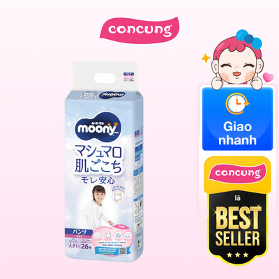 Tã quần Moony bé gái size XXL 26 miếng - concung