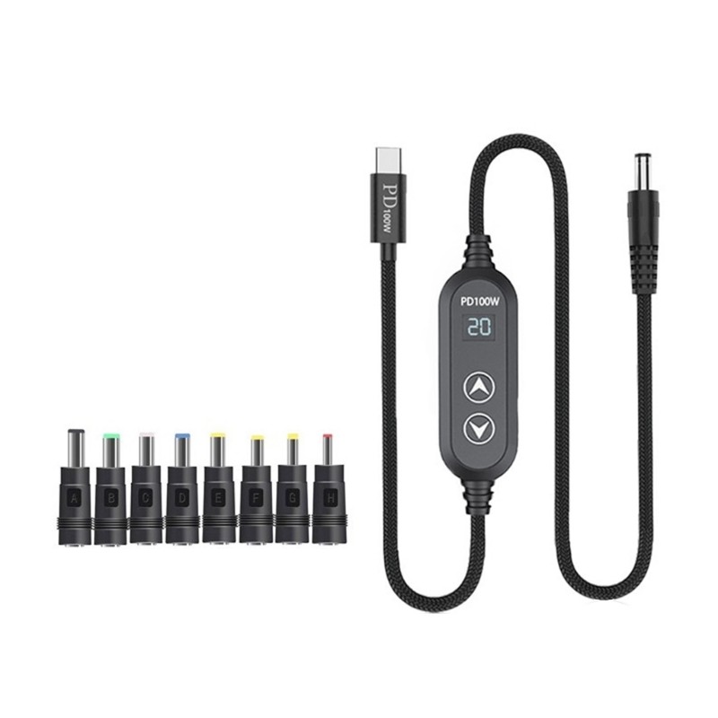 Cáp nguồn Orangesea 100W Loại C sang DC5 5 5V 12V 15V 19V 20V Nguồn 8 Adapter