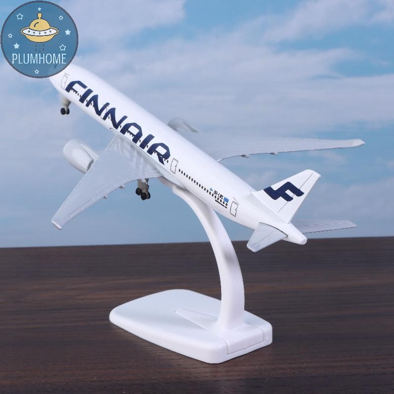 PLUMHOME 1 Bộ Máy Bay Đúc Kim Loại Hợp Kim Có Bánh Xe 20CM A350 Bộ Máy Bay Finnair Airbus 350 Mô Hìn
