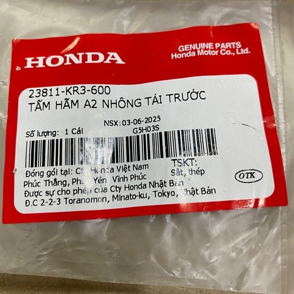 Tấm hãm A2 nhông tải trước xe Winner 150 (23811KR3600)