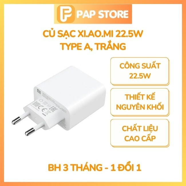 Củ, Cáp Sạc Nhanh Xiaomi 22.5W - Tích Hợp Nhiều Thiết Bị - Nhỏ Gọn - BH 3 tháng 1 đổi 1 - PAP STORE