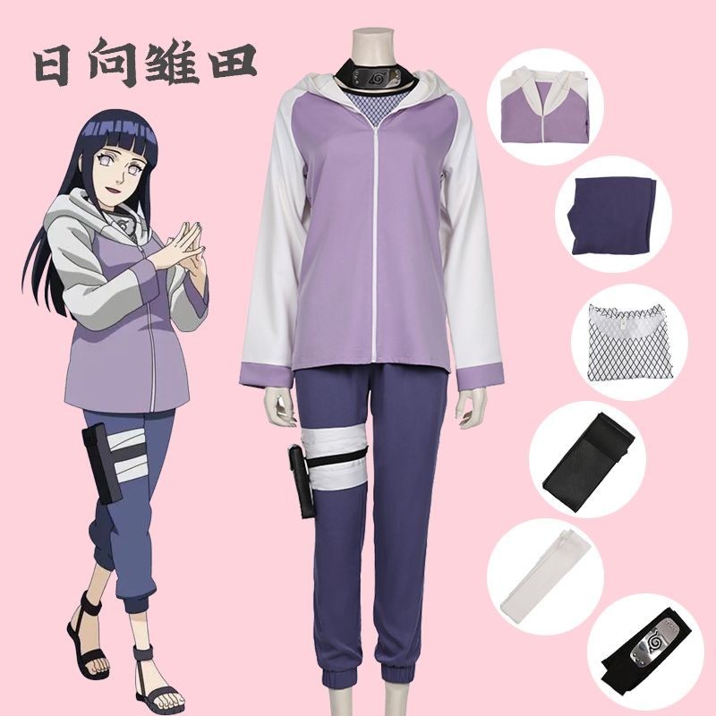 Naruto Shippuden Hyuga Hinata Full Cosplay Bộ Trang Phục - Áo Khoác Nữ & Quần Anime Roleplay Trang P