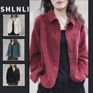 Áo khoác dài tay có ve áo rộng rãi mùa xuân thu dành cho nữ