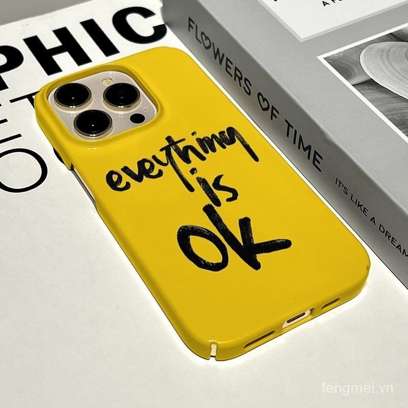 Ốp lưng màu vàng OK Nhãn chữ cái Ốp điện thoại iPhone 11promax 14pro 11 12 13 15 pro xr xs xsmax 15 