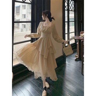 Váy Liền Dài Tay Cổ Vuông Cổ Điển, Váy Dài Xòe Bồng, Kiểu Dáng Cao Cấp Mẫu Mới Mùa Hè Cho Nữ