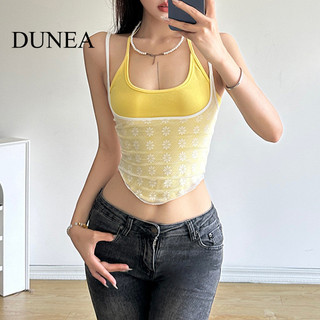Dunea Nữ Gợi Cảm Dopamine Màu Mùa Hè Cổ Chữ U Ren Dây Không Đều Camisole