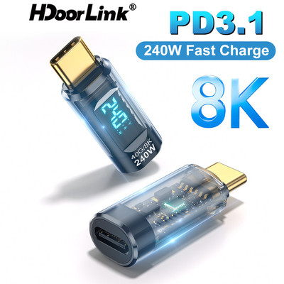 Bộ chuyển đổi USB C HdoorLink 240W 40GBps 8K @ 60HZ Bộ chuyển đổi OTG có màn hình LED cho máy tính xách tay Điện thoại di động