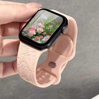 Dây đeo khắc hoa cho Amazfit Bip 5 5 Unity Bip 3 Pro GTS 2 2e 3 4 Mini GTR Mini Amazfit Bip U Pro Dây đeo đồng hồ thông minh Dây đeo silicon họa tiết hoa Amazfit Active Band