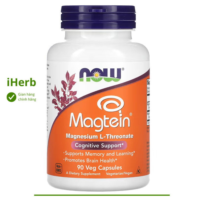 Bổ sung Magtein Magnesium L-Threonate hộp 90 viên của Now Foods - iHerb Việt Nam