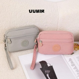 UUMIR Ví dài, Túi xách nữ chống nước có dây kéo, Túi đựng điện thoại màu trơn dung tích lớn hai lớp thời trang