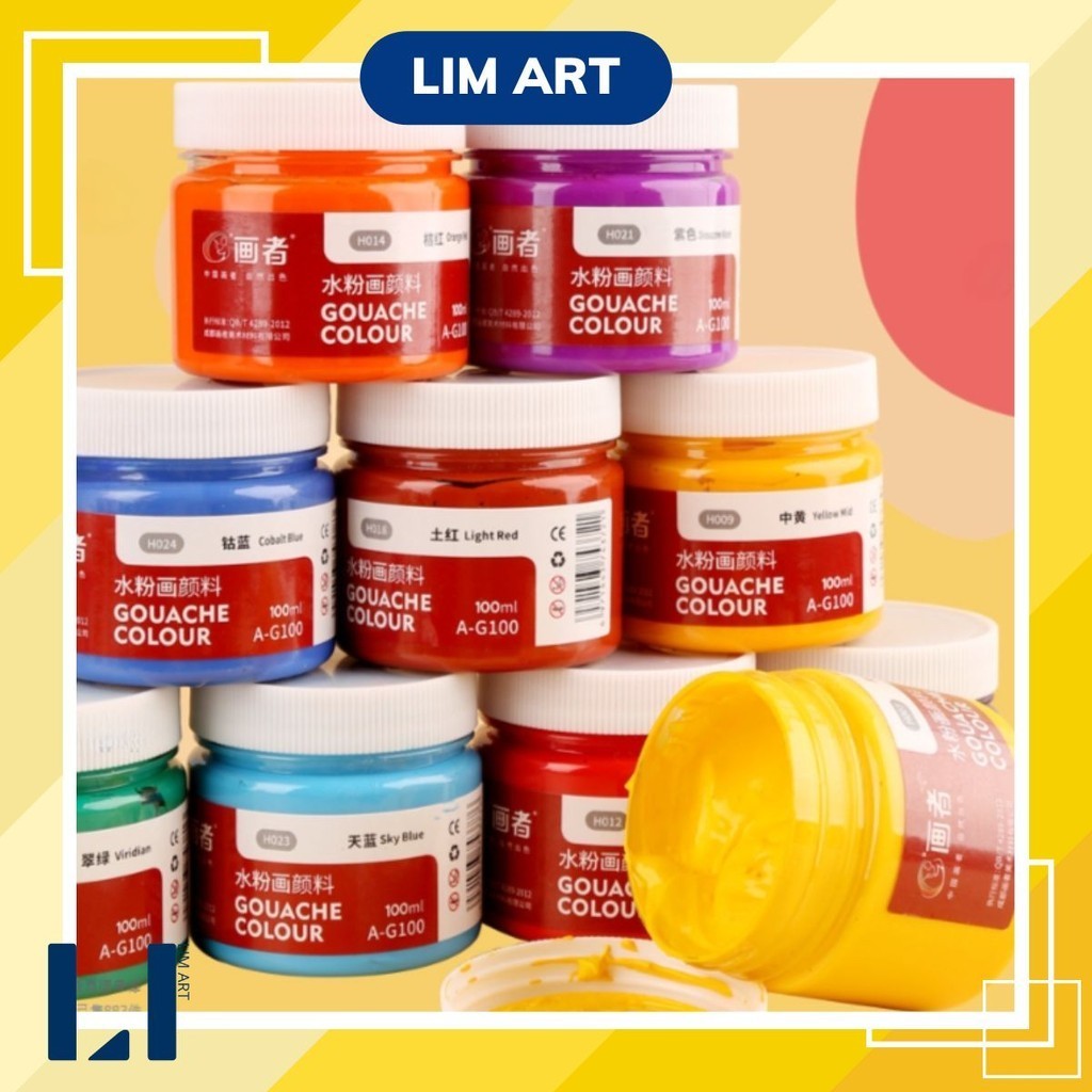 Màu vẽ Gouache hũ 100ml, màu bột pha sẵn LIM ART