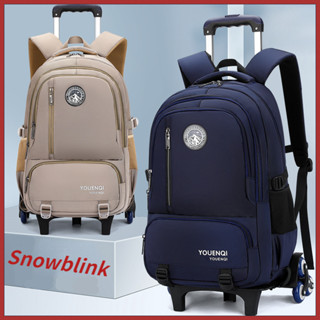 Túi đi học xe đẩy sức chứa lớn cho trẻ em Ba lô xe đẩy Túi Shool với 2 / 6 Bánh xe lớp 3-6 Túi đi học có thể tháo rời