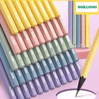 Bút chì HB gỗ thân nhiều màu pastel, chì vẽ tranh thân gỗ HB basic