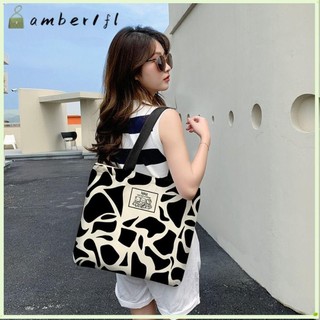 Túi mua sắm vải AMBER1, Túi mua sắm sinh thái bằng vải Cotton nữ, Túi xách sinh viên dung tích lớn có thể tái sử dụng thời trang