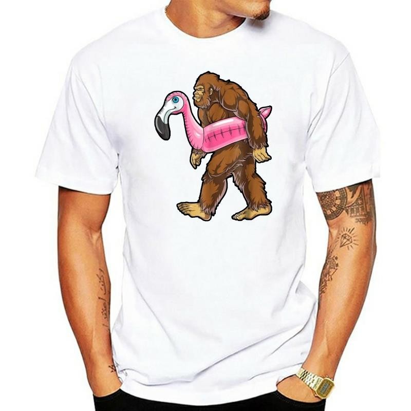 Tiệc Bể Bơi Bigfoot Flamingo Áo Sasquatch Hồng Phao Tee Kỹ Thuật Số In Áo Tee