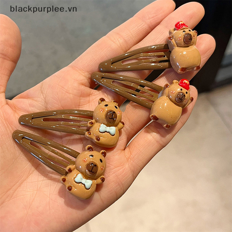 Bpurple Hoạt Hình Dễ Thương Capybara Kẹp Tóc Dây Động Vật Kẹp Tóc Barrettes Nhựa Capybara Nổ Kẹp Cho