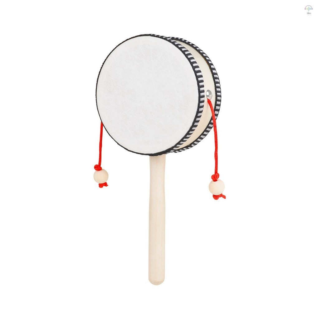 4 inch Lục Lạc-Drum Gỗ Lắc Trống Lục Lạc Quay Trống Tay Lắc Trống Cầm Tay Nhạc Cụ Cho Bé Kid Trẻ Em