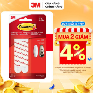 Bộ 6 Miếng keo dán thay thế  3M™ Command™, 17023P, bám cực chắc, chịu lực 2.2kg, vỉ 6 miếng