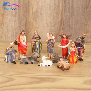  Bộ 11 Bức Tượng Giáng Sinh Flameer. Trang trí cảnh Chúa giáng sinh 3 "Trang trí Giáng sinh A Nhỏ 