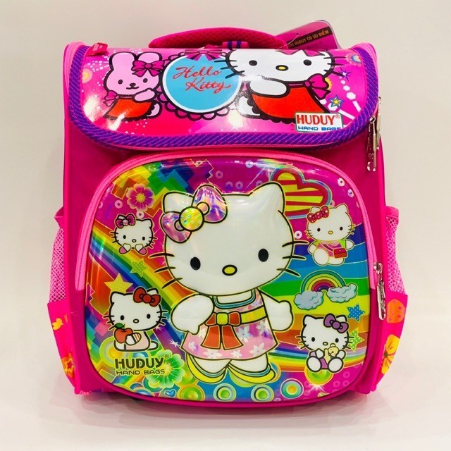 Ba lô - cặp học sinh siêu nhẹ chống gù lưng cho bé gái cấp 1 hình KITTY nổi VSTYLE - HUDUY CÓ SẴN (C