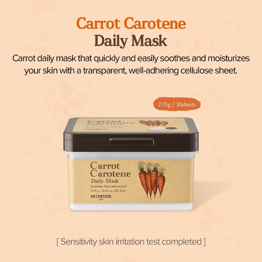 Mặt Nạ Dưỡng Da Hàng Ngày SkinFood Carrot Dailly/Yuja C /Daily Sheet Mask Hộp 30 Miếng