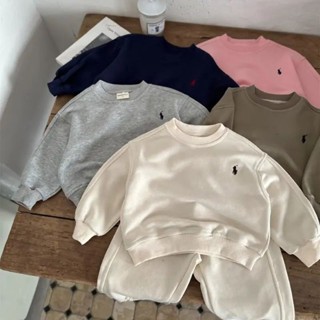 2024 Phiên Bản Hàn Quốc Mới Của Nước Ngoài Nam Nữ Đẹp Trai Dài Tay Thêu Áo Top + Quần Xu Hướng Hai Mảnh