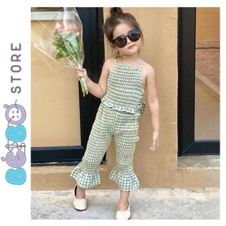 Bộ áo yếm và quần ống loe bé gái bo thun nhún siêu đáng yêu cho bé diện đi học , đi chơi , dạo phố
