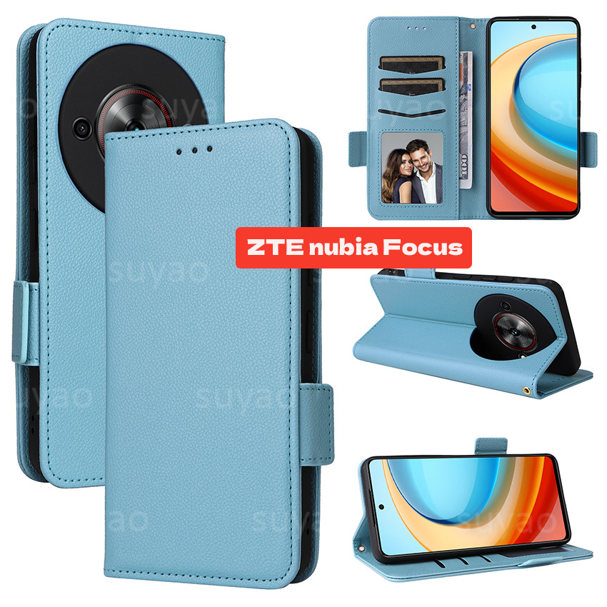 Da Lật Cho ZTE Nubia Focus 5G Lưỡi Nhạc V70 Max A75 2024 Vỏ Điện Thoại Ví Đựng Thẻ Đứng NubiaFocus T