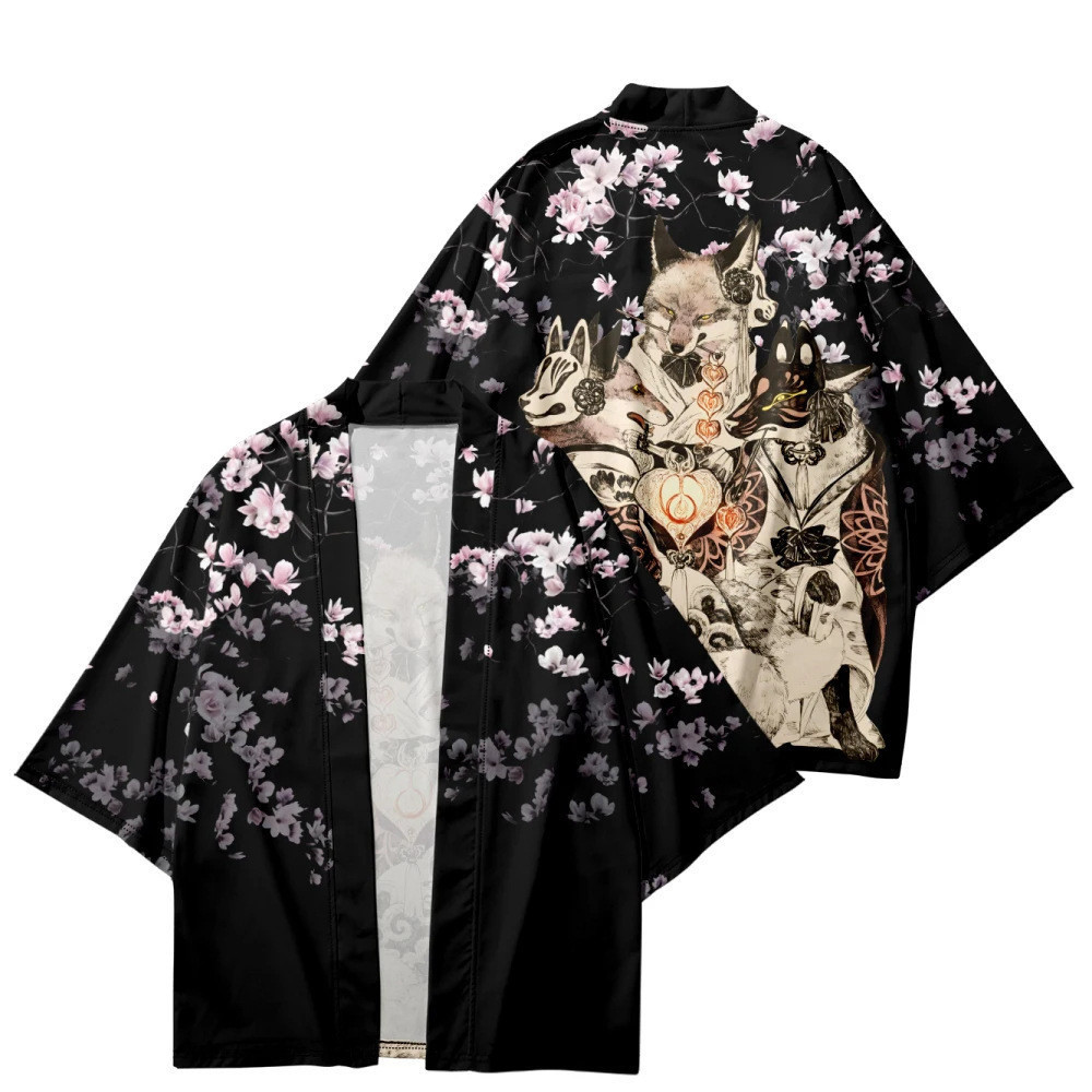 Retro Ukiyo-e kimono Áo khoác 3D in kỹ thuật số Cardigan Đạo giáo Áo choàng kimono Haori Nữ kimono