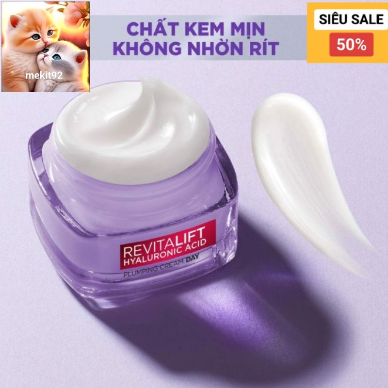 Kem dưỡng da Loreal Revitalift Hyaluronic Acid Plumping Cream Day 15ml Cấp Ẩm giảm Nếp Nhăn- Kem L'oreal cấp ẩm căng mịn